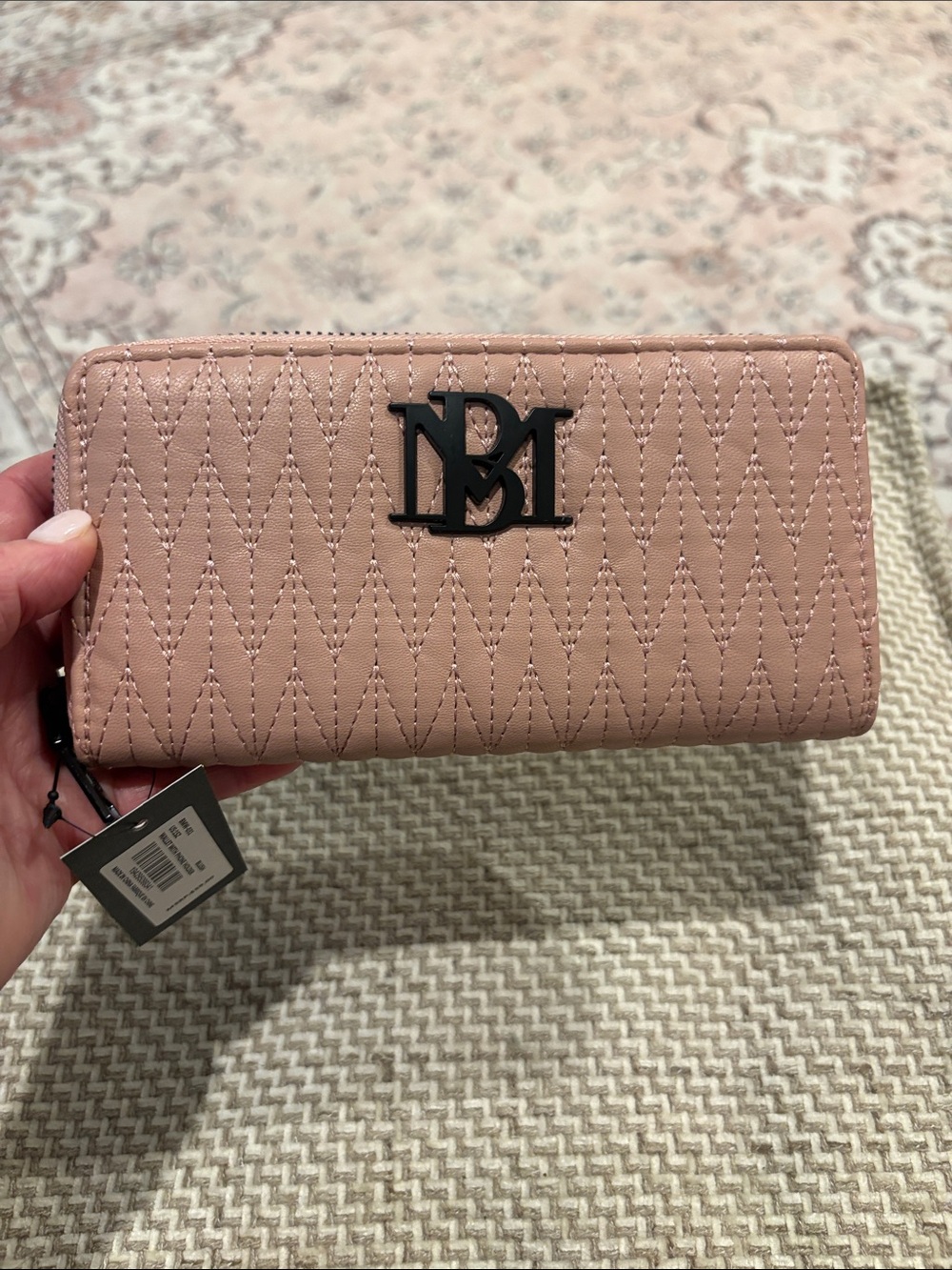 bebe Quilted Chevron Zip-Around Wallet - Blush - Picture 2 of 5